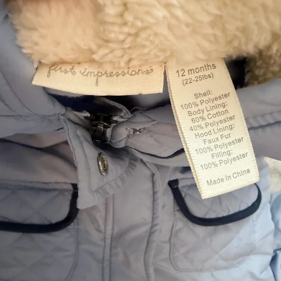 First Impressions Light Gray Kids Puffer Snowsuit